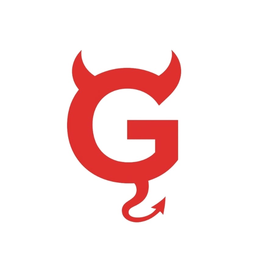 Logo G diable rouge avec cornes et queue – marque Goudjay